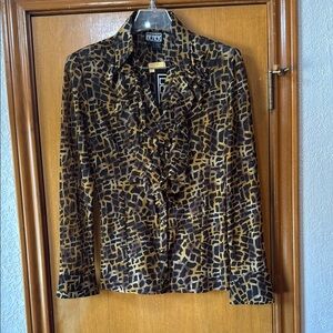 BEREK animal print button down blouse